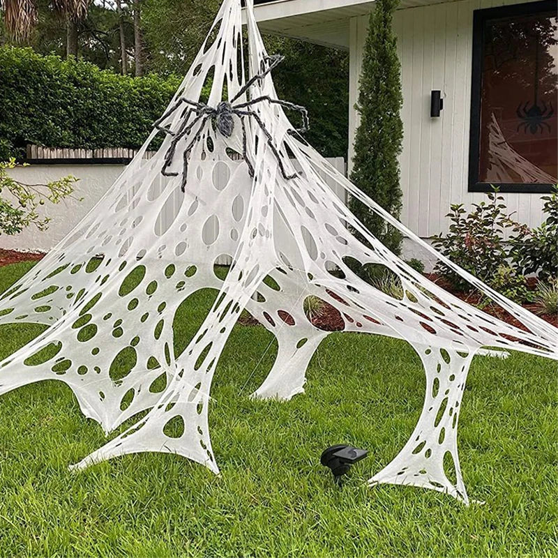 2/4Meters Outdoor Giant Stretchy Netting Spider Webbing Ripped Cobweb Haunted House Prop Halloween Decor Spooky Party Supplies