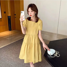 Load image into Gallery viewer, Yellow Short Silk Women&#39;s Dress Black Mini Female Dresses 2024 Kawaii Clothing Cute Fairy Chiffon Satin New in Cotton Luxury Xxl