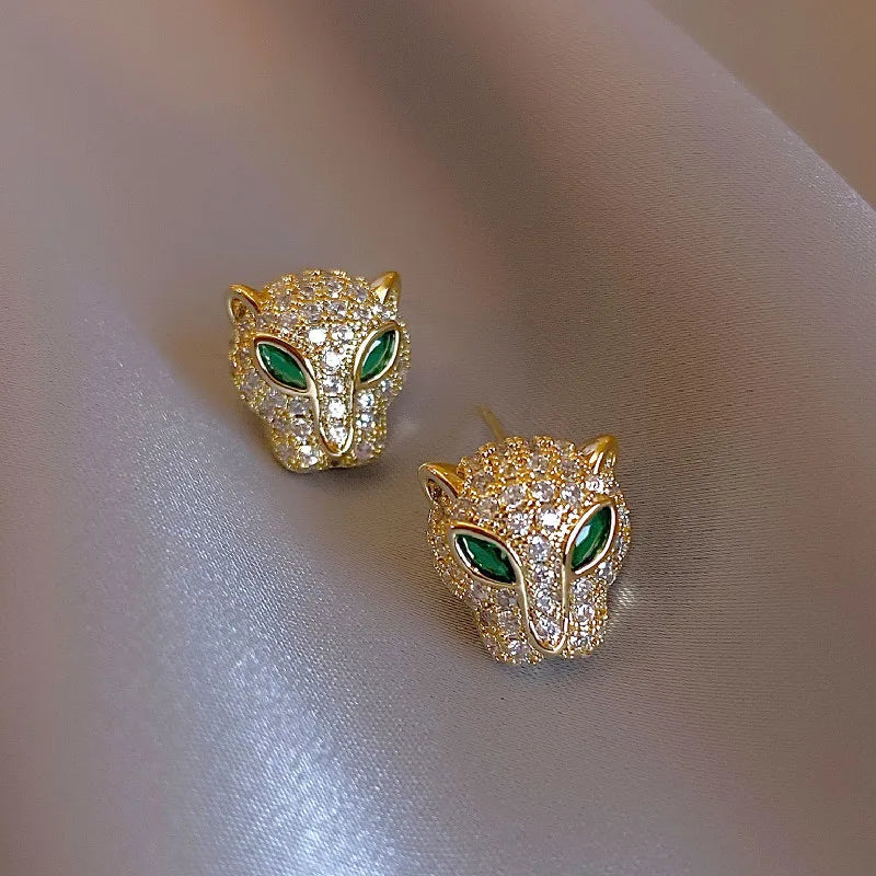 Korea New Design Fashion Jewelry Exquisite Copper Set Zircon Colorful Animal Leopard Earrings Luxury Women's Gala Party earrings