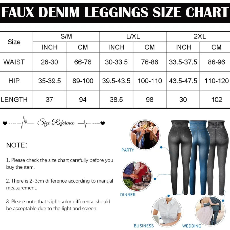 Women Super Strety Leggings Fashion Faux Denim Jeans Leggings Sexy Long Pocket Printing Leggins Summer Casual Pencil Pants